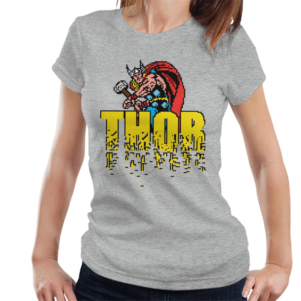 Marvel Thor Retro Pixelated Video Game Avengers Women's T-Shirt-ALL + EVERY