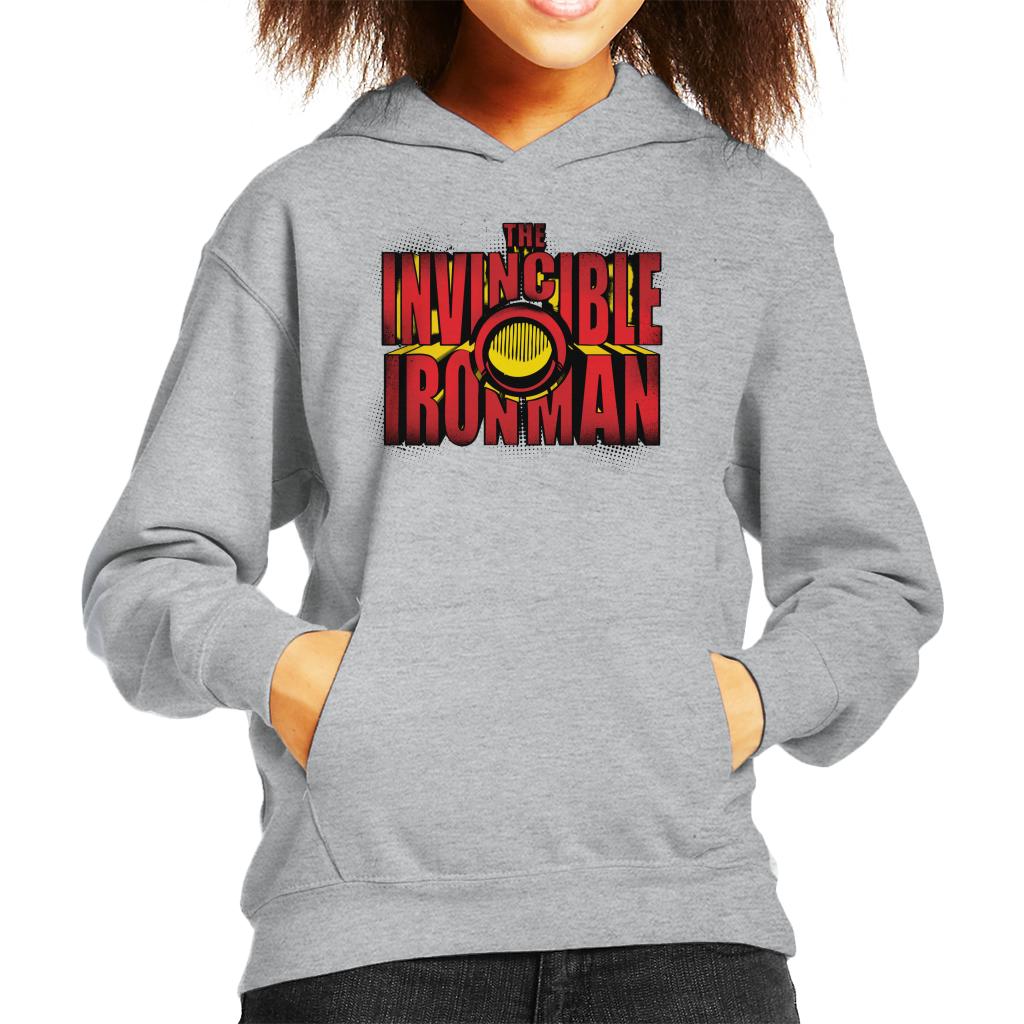 Marvel The Invincible Iron Man Chest Piece Text Kid's Hooded Sweatshirt-ALL + EVERY