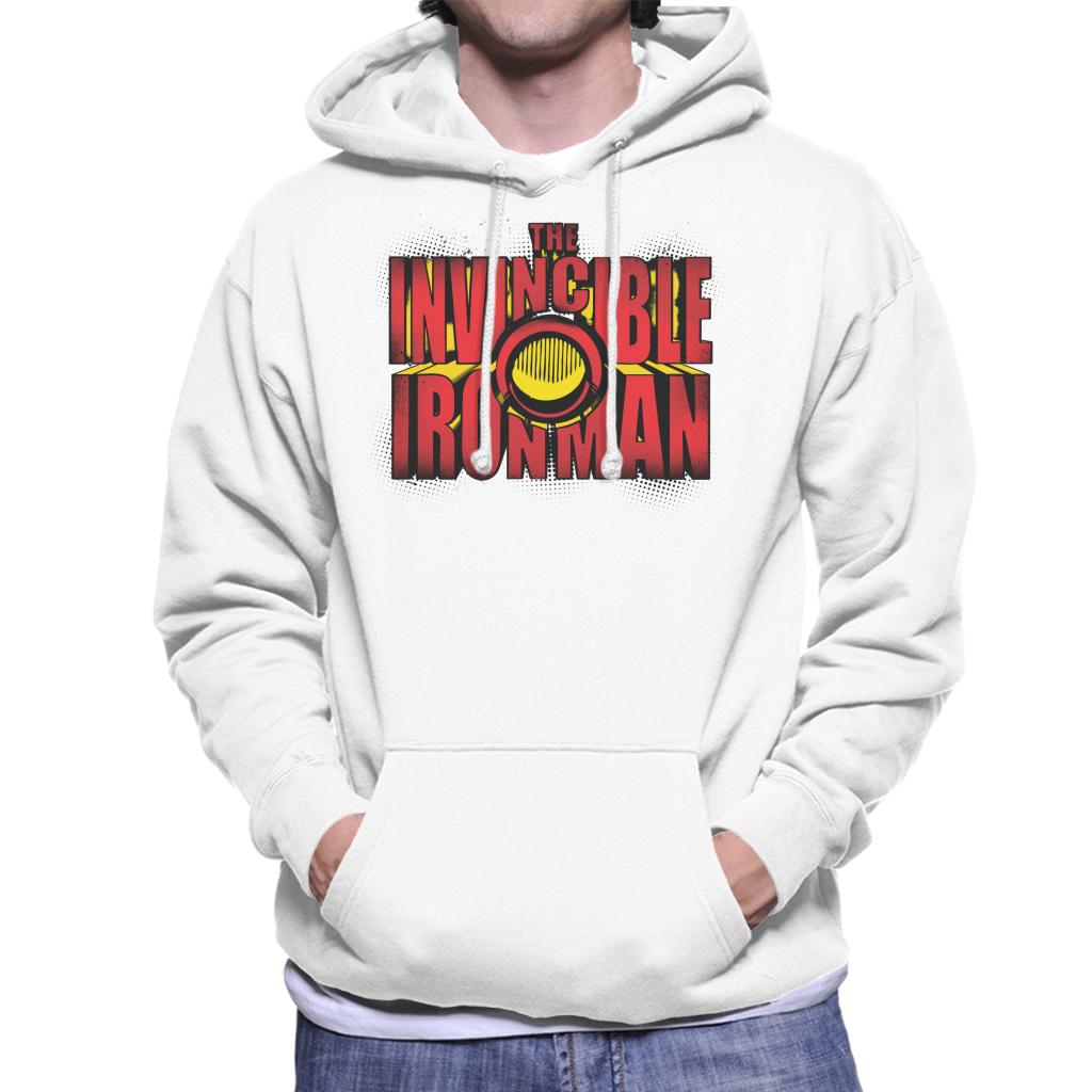 Marvel The Invincible Iron Man Chest Piece Text Men's Hooded Sweatshirt-ALL + EVERY