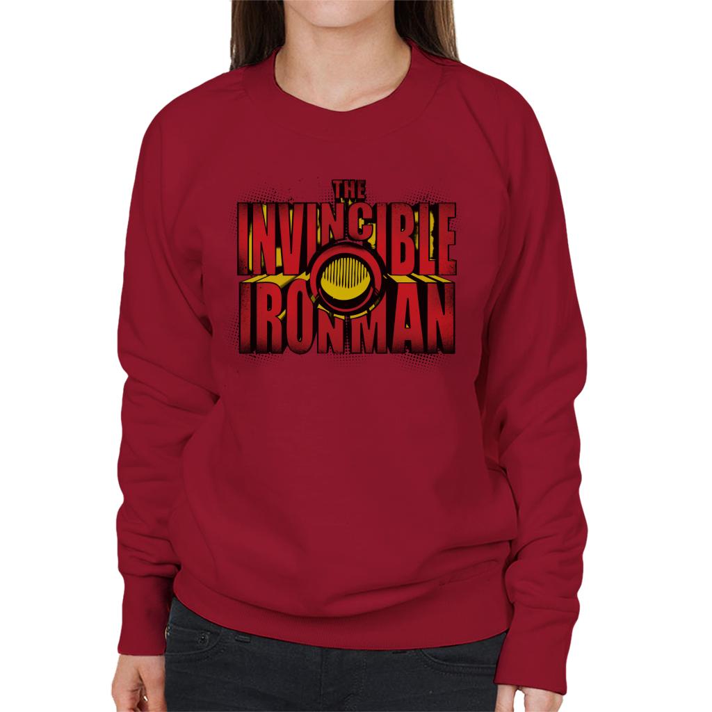 Marvel The Invincible Iron Man Chest Piece Text Women's Sweatshirt-ALL + EVERY