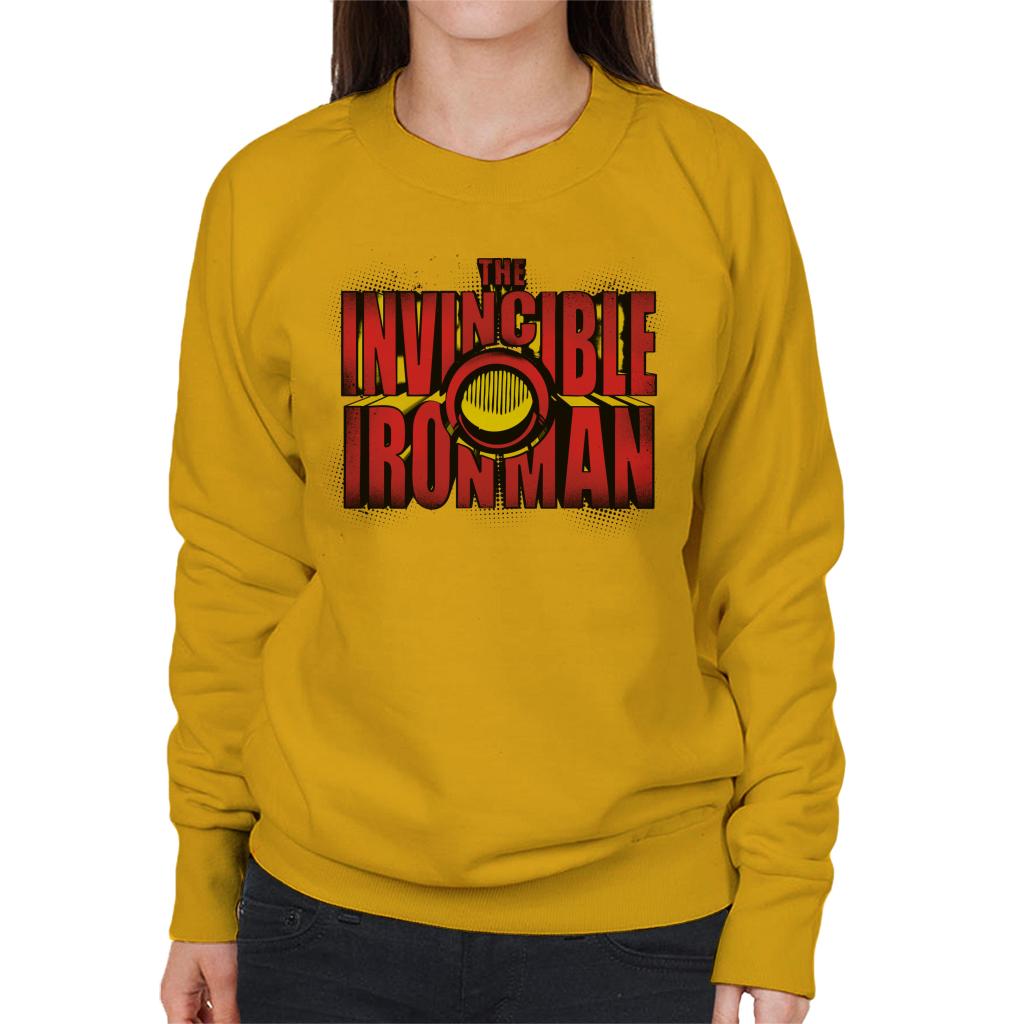 Marvel The Invincible Iron Man Chest Piece Text Women's Sweatshirt-ALL + EVERY