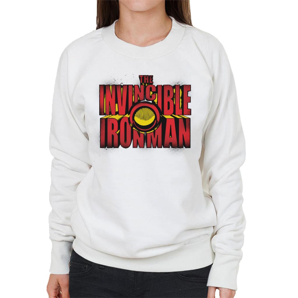 Marvel The Invincible Iron Man Chest Piece Text Women's Sweatshirt-ALL + EVERY