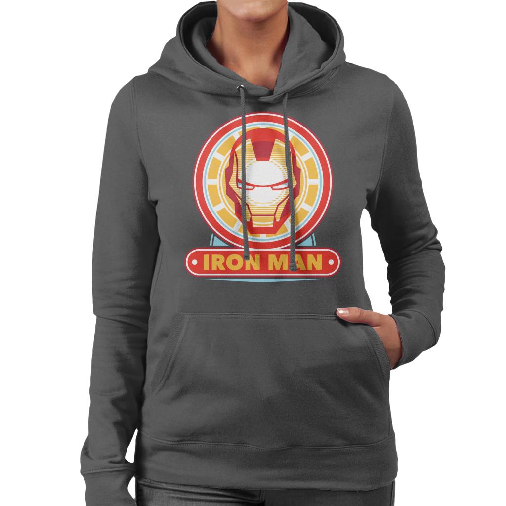Marvel Iron Man Classic Suit Mask Logo Women's Hooded Sweatshirt-ALL + EVERY
