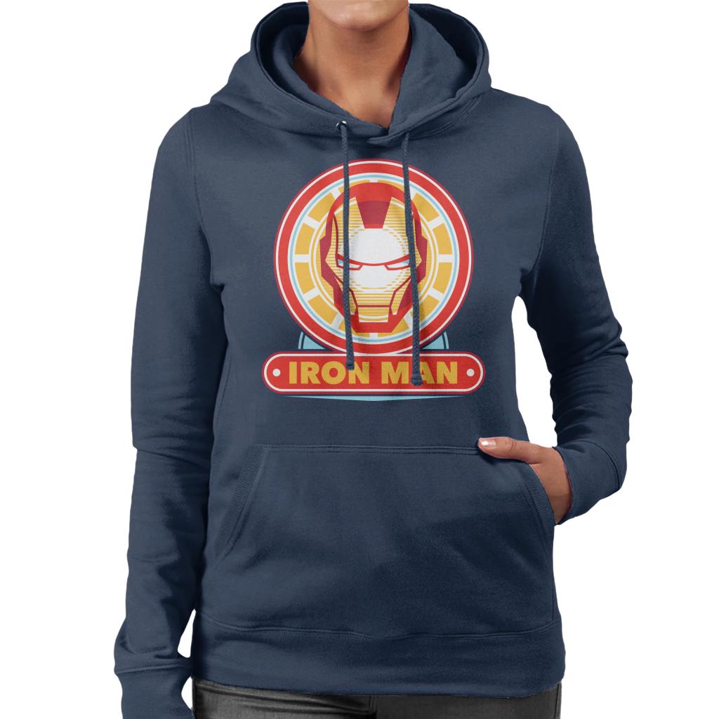 Marvel Iron Man Classic Suit Mask Logo Women's Hooded Sweatshirt-ALL + EVERY