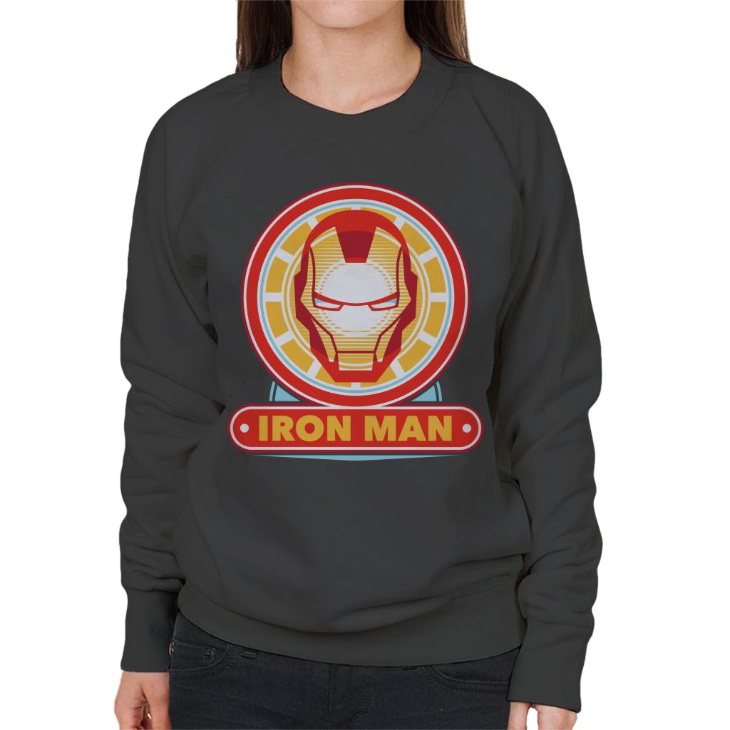 Marvel Iron Man Classic Suit Mask Logo Women's Sweatshirt-ALL + EVERY