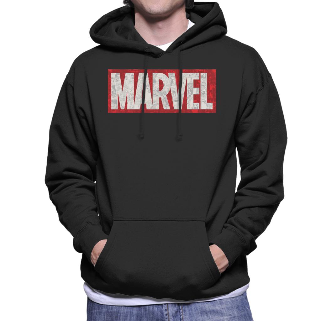 Marvel Classic Comic Book Logo Men's Hooded Sweatshirt-ALL + EVERY