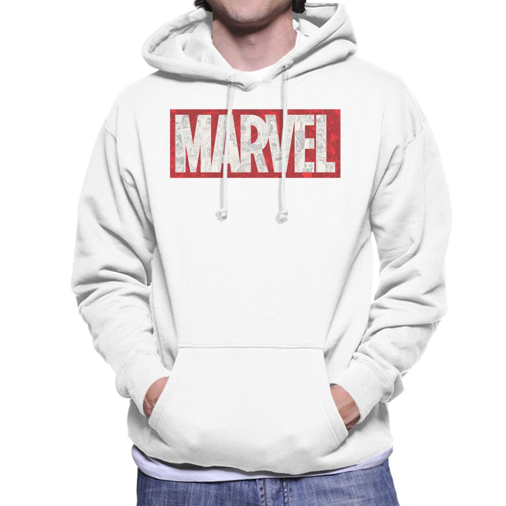Marvel Classic Comic Book Logo Men's Hooded Sweatshirt-ALL + EVERY