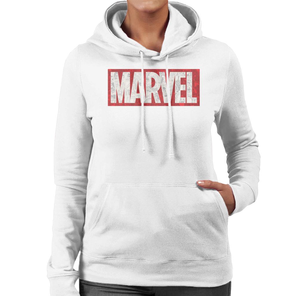 Marvel Classic Comic Book Logo Women's Hooded Sweatshirt-ALL + EVERY