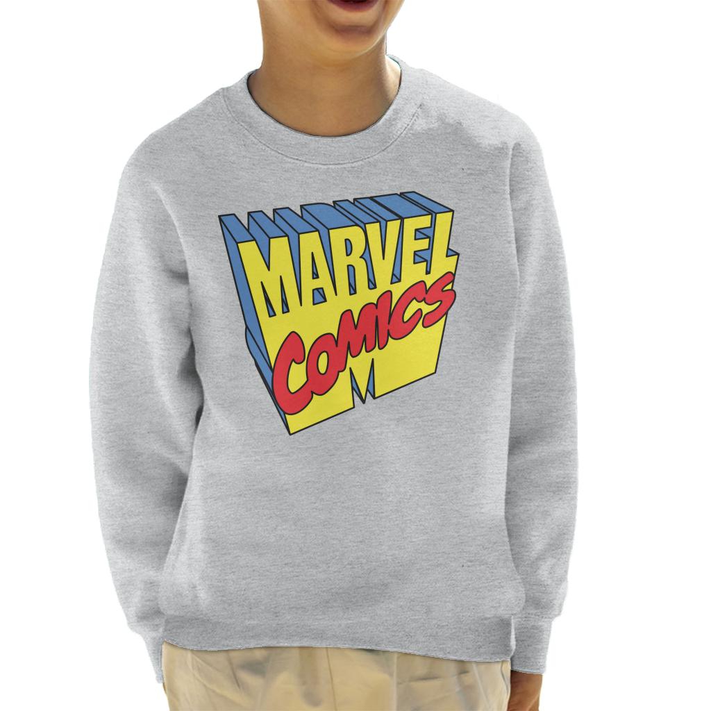 Marvel Comics 1990s 3D Perspective Logo Kid's Sweatshirt-ALL + EVERY