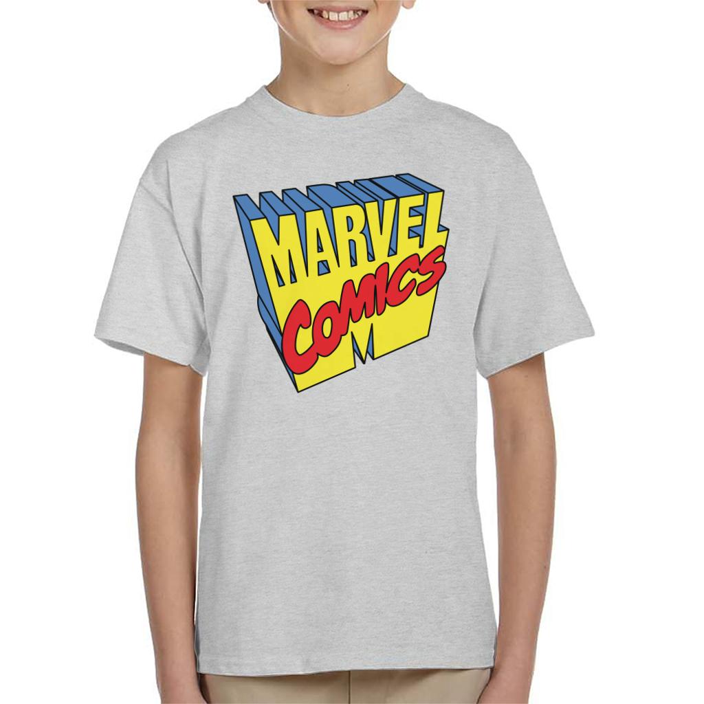 Marvel Comics 1990s 3D Perspective Logo Kid's T-Shirt-ALL + EVERY