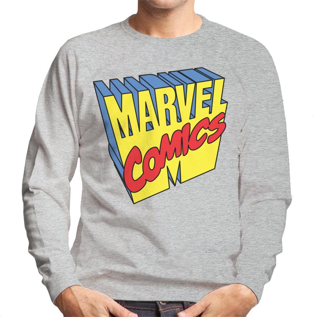 Marvel Comics 1990s 3D Perspective Logo Men's Sweatshirt-ALL + EVERY