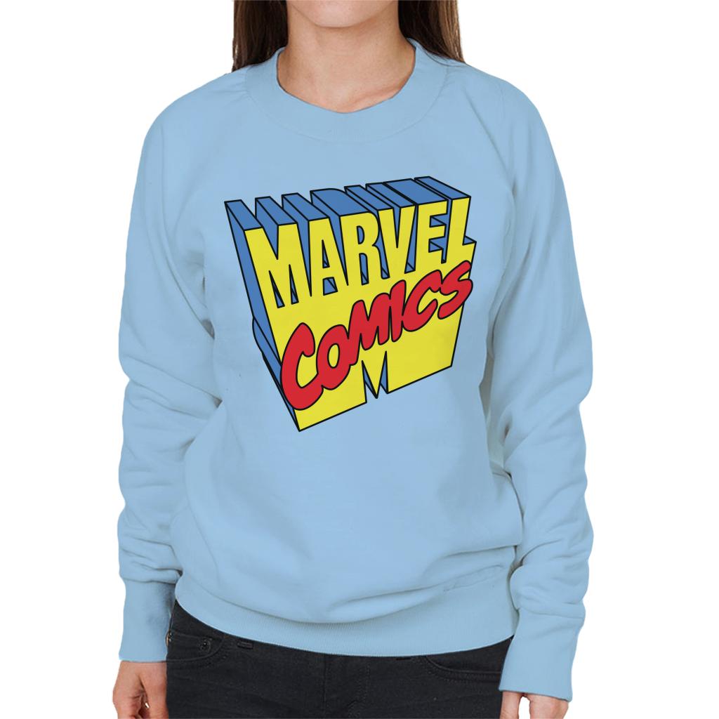 Marvel Comics 1990s 3D Perspective Logo Women's Sweatshirt-ALL + EVERY