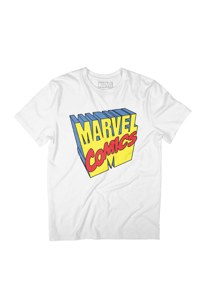 Marvel Comics 1990s 3D Perspective Logo Women's Relaxed Fit T-Shirt-ALL + EVERY