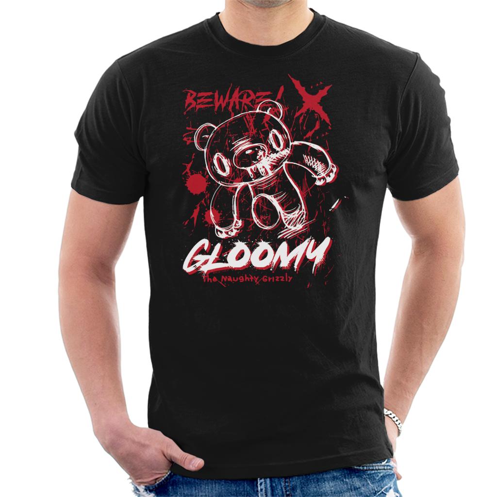 Gloomy Bear The Naughty Grizzly Beware Blood Splatter Anime Men's T-Shirt