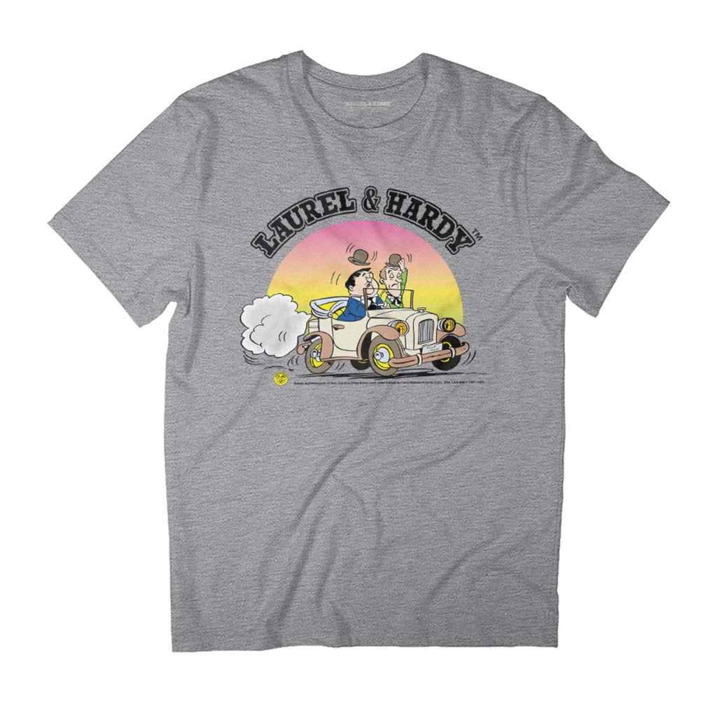 Laurel & Hardy Comic Book Driving Car Men's T-Shirt-ALL + EVERY
