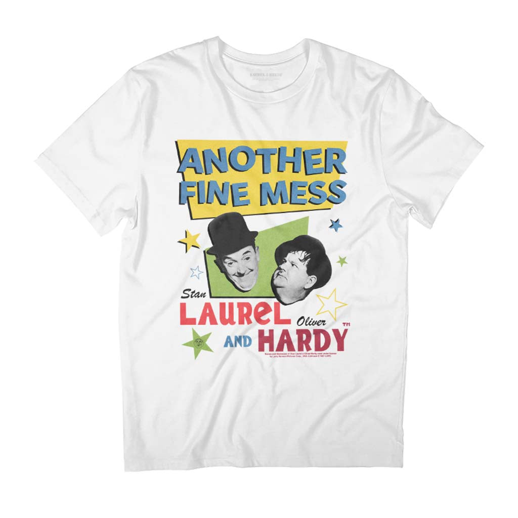 Laurel & Hardy Another Fine Mess Retro Stars Poster Art Men's T-Shirt-ALL + EVERY