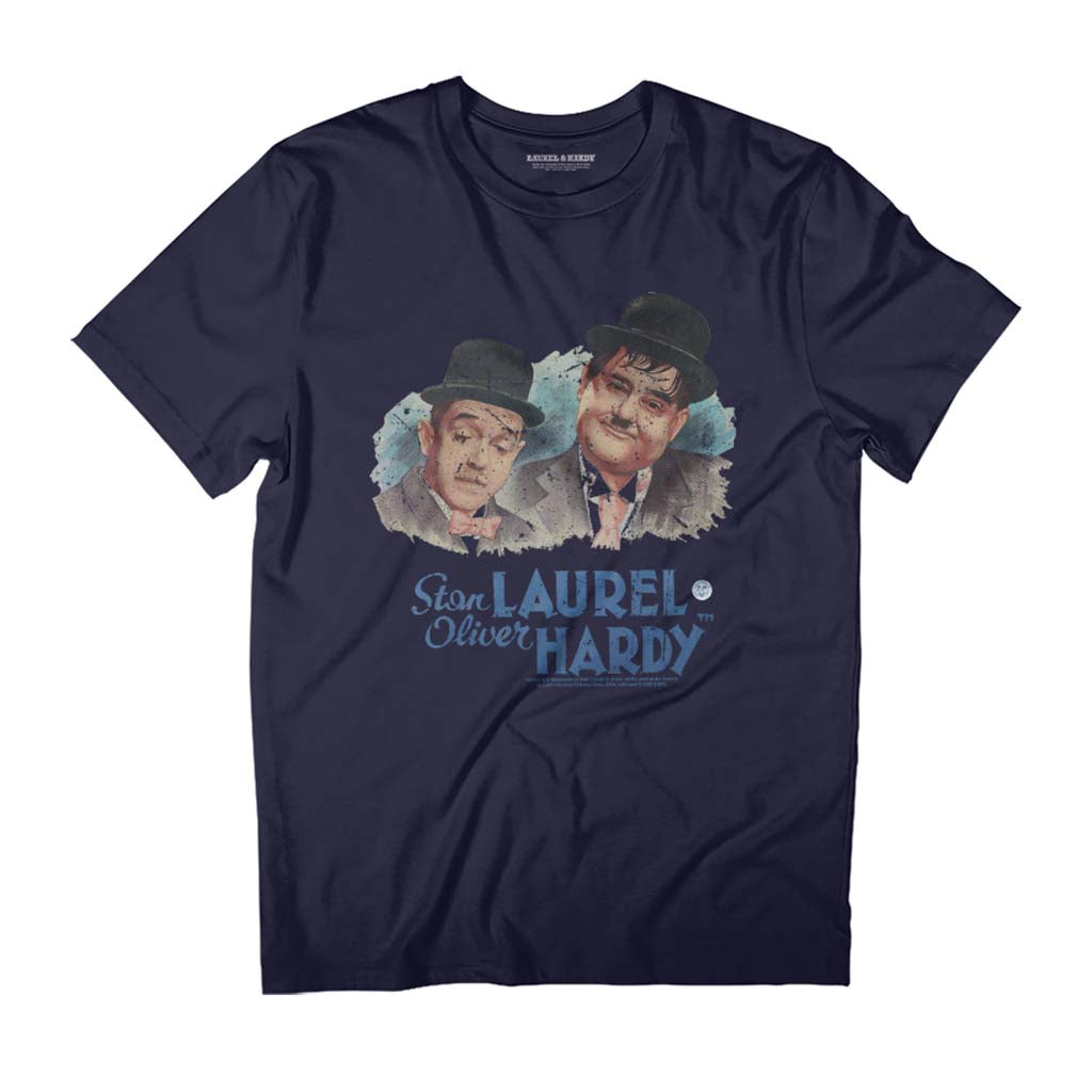 Stan Laurel & Oliver Hardy Comedy Duo Painted Portrait Men's T-Shirt-ALL + EVERY