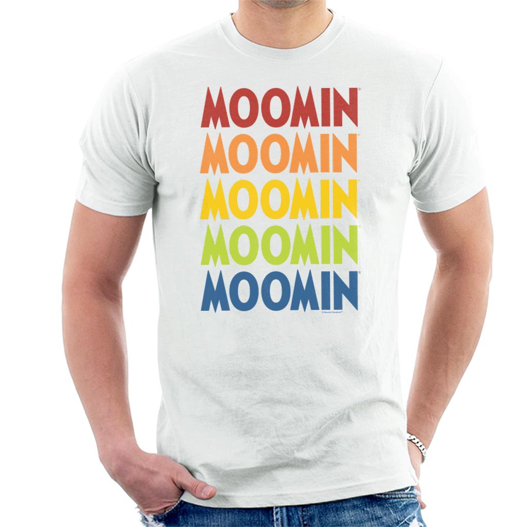 Moomin Rainbow Text Cascade Men's T-Shirt-ALL + EVERY