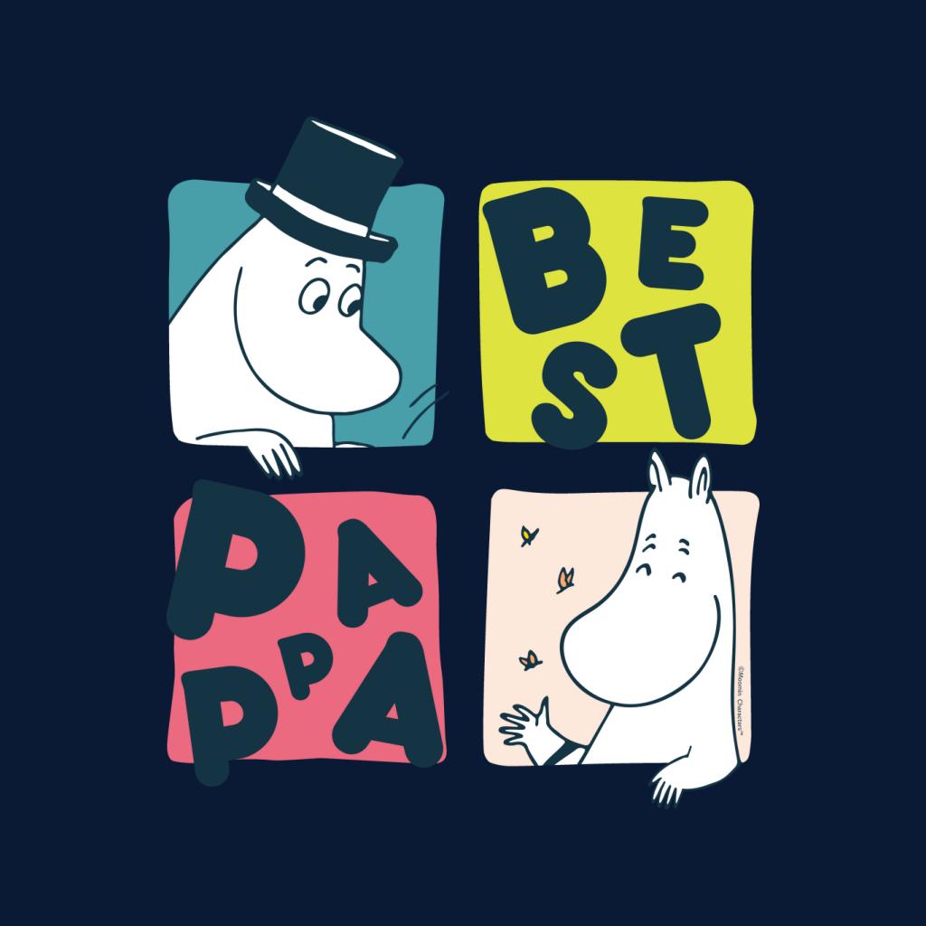 Moomin Moominpappa Best Pappa Squares Dark Text Men's T-Shirt-ALL + EVERY