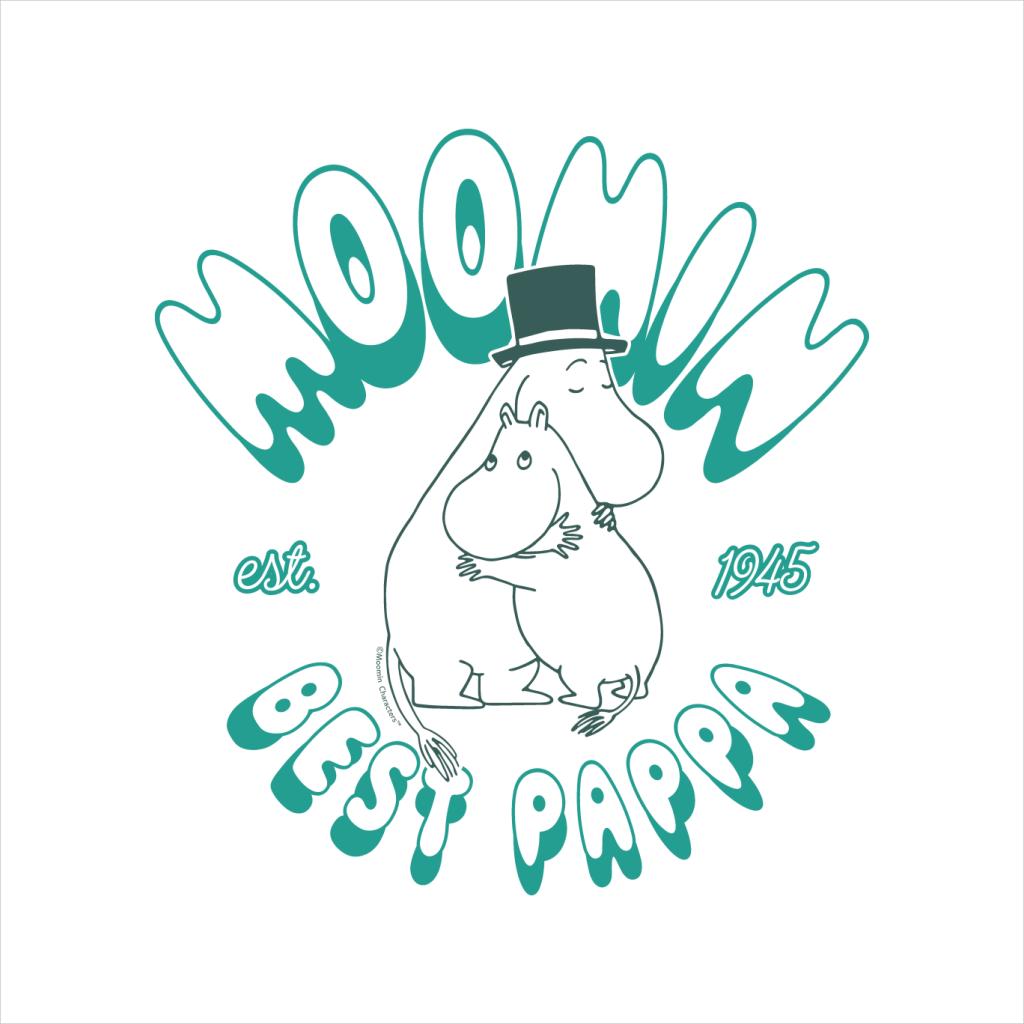 Moomin Best Pappa Hugging Moomintroll Teal Text Men's T-Shirt-ALL + EVERY