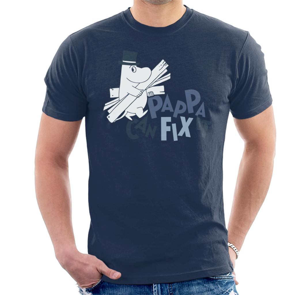 Moomin Pappa Can Fix It Blue Text Men's T-Shirt-ALL + EVERY
