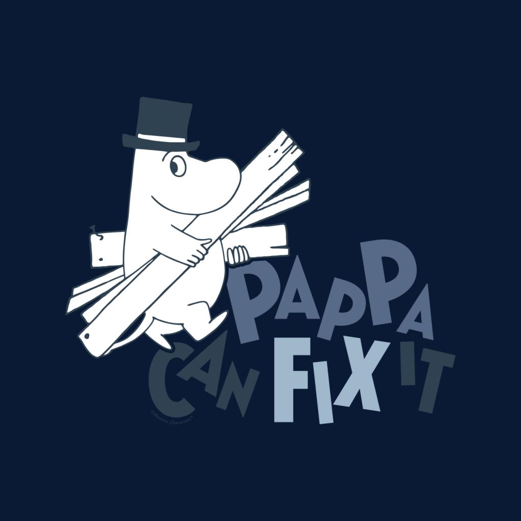 Moomin Pappa Can Fix It Blue Text Men's T-Shirt-ALL + EVERY