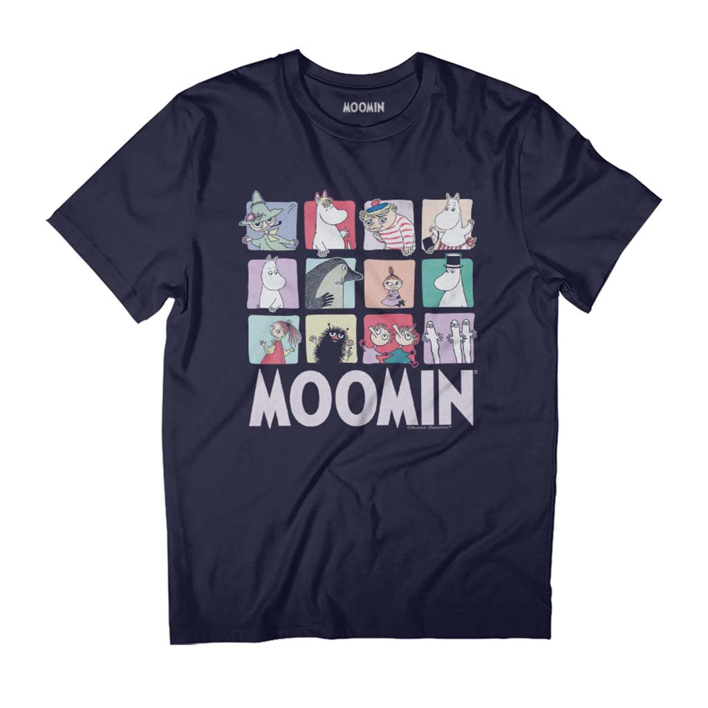 Moomin Group Character Blocks Dark Men's T-Shirt-ALL + EVERY