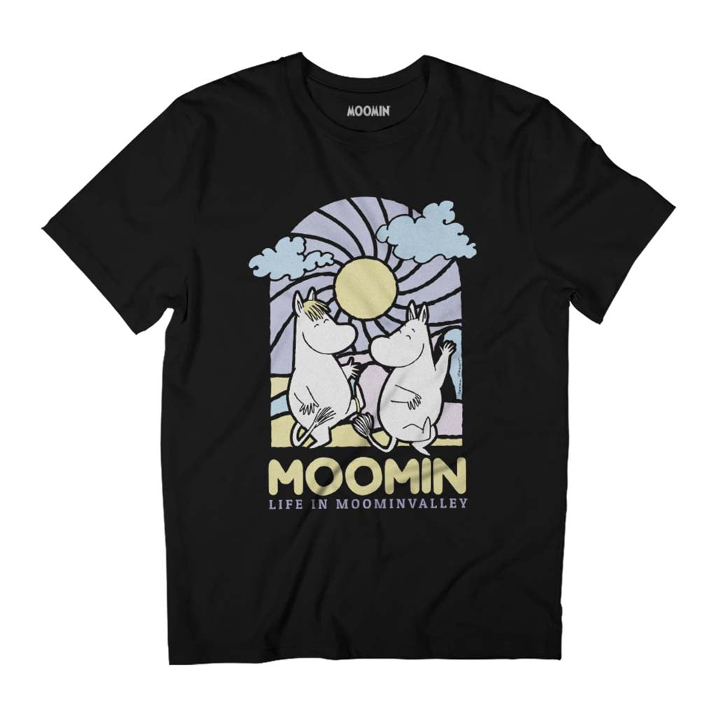 Moomin Life In Moominvalley Stained Glass Style Dark Men's T-Shirt-ALL + EVERY