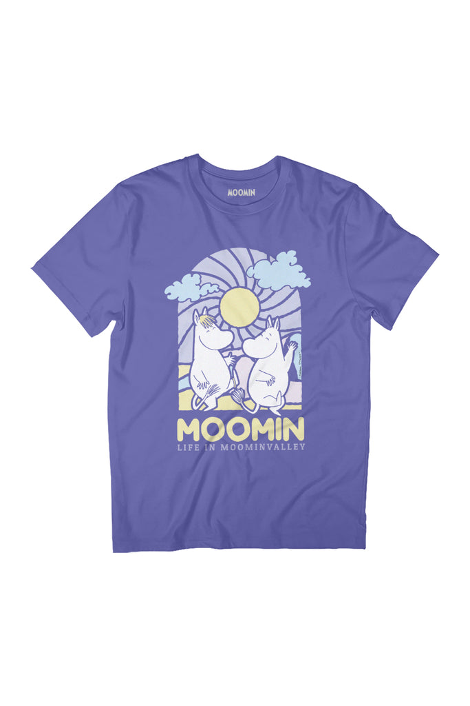 Moomin Life In Moominvalley Stained Glass Style Dark Women's Relaxed Fit T-Shirt-ALL + EVERY