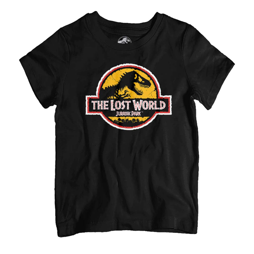 Universal Jurassic Park The Lost World White Outline Logo Kid's T-Shirt-ALL + EVERY