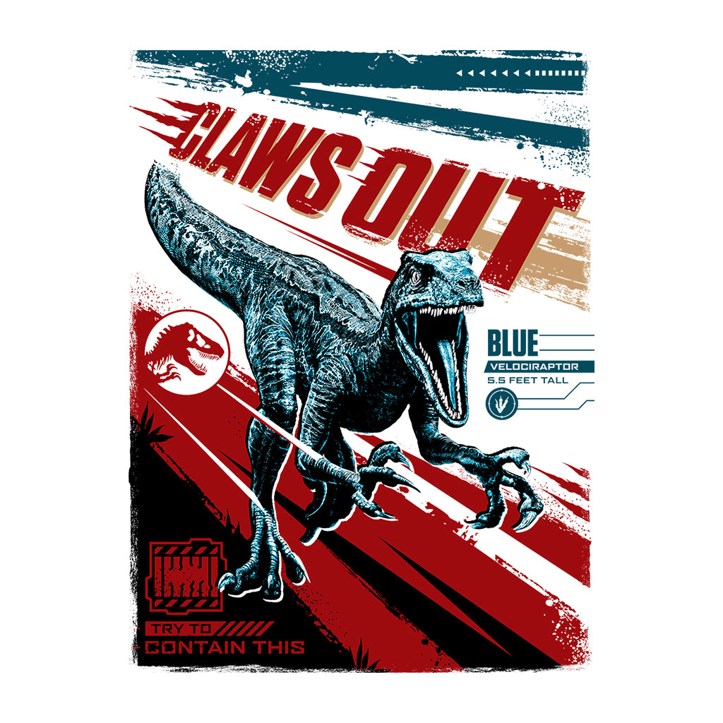 Jurassic Park Universal Jurassic World Blue Velociraptor Claws Out Men's T-Shirt-ALL + EVERY