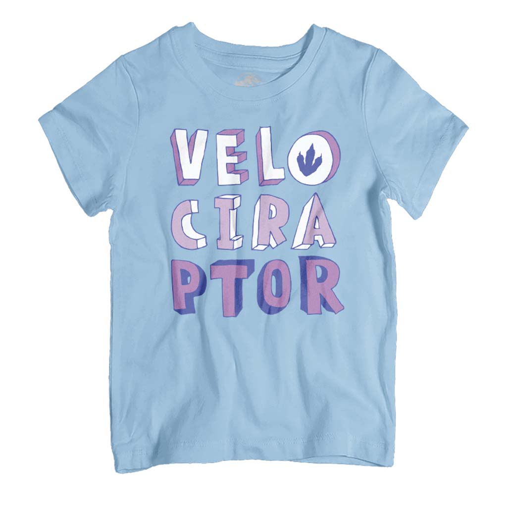 Jurassic Park Velociraptor Purple Text Kid's T-Shirt-ALL + EVERY