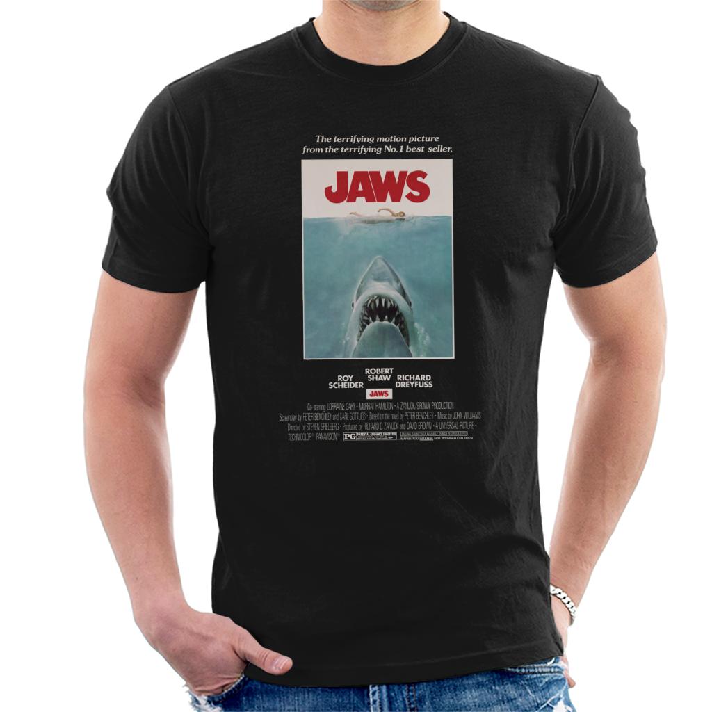 Jaws Movie Poster Men's T-Shirt-ALL + EVERY