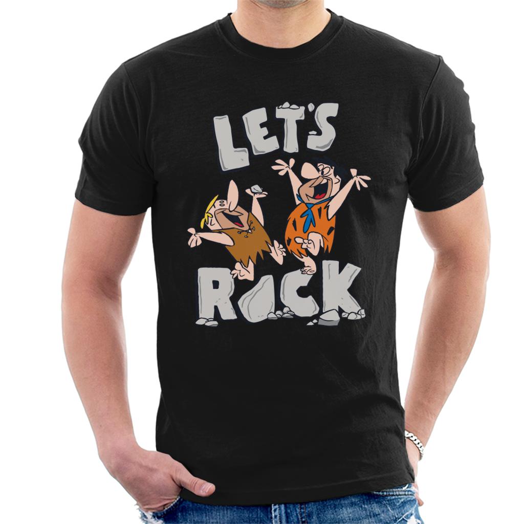 The Flintstones Fred & Barney Lets Rock Men's T-Shirt-ALL + EVERY