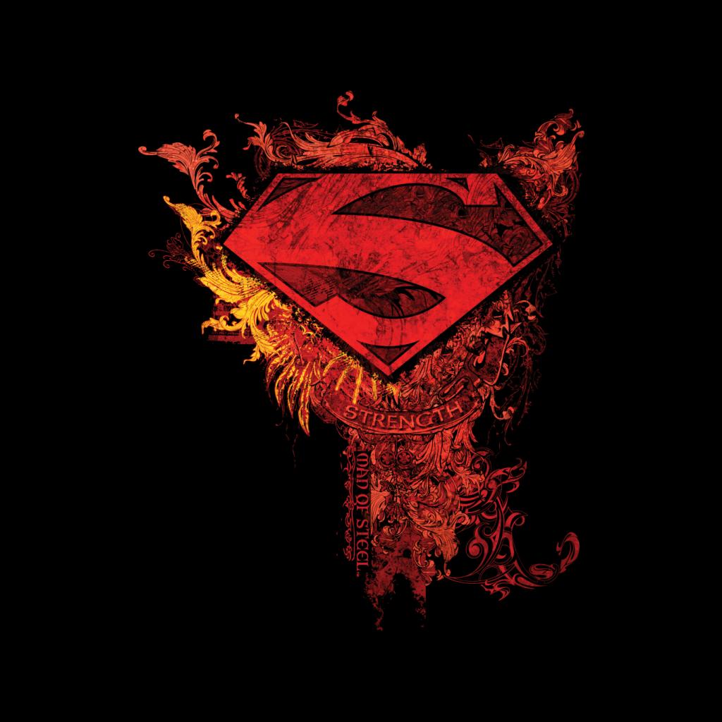 Superman Red Floral Crest Strength Man Of Steel Men's T-Shirt-ALL + EVERY