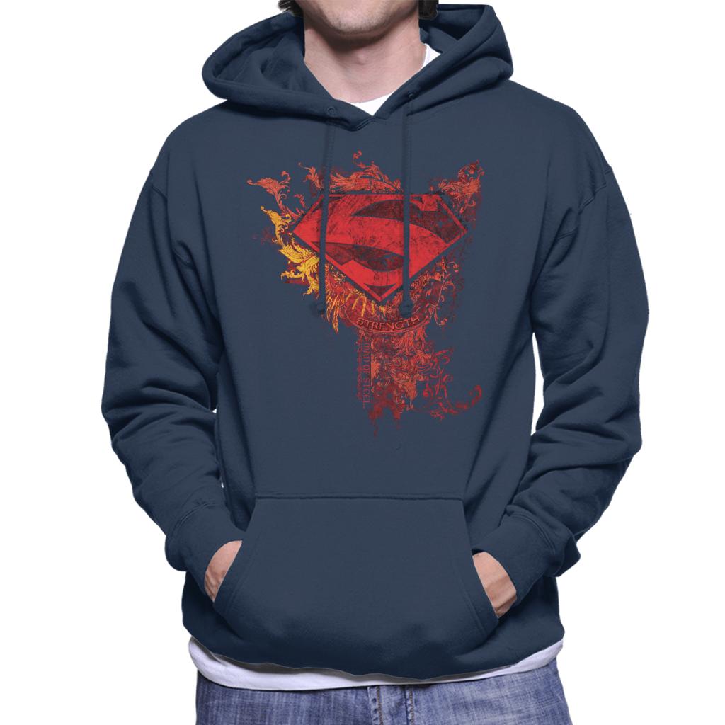 Superman Red Floral Crest Strength Man Of Steel Men's Hooded Sweatshirt-ALL + EVERY