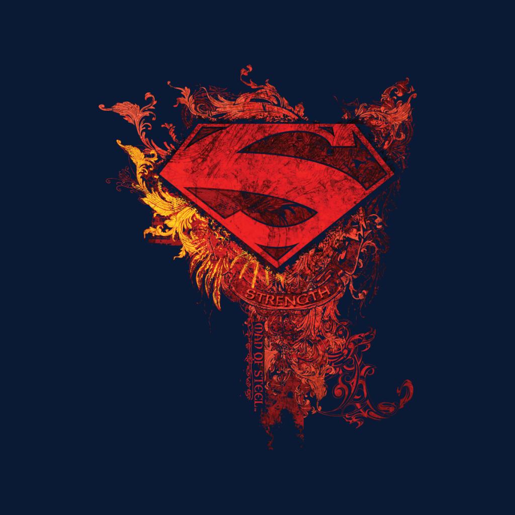 Superman Red Floral Crest Strength Man Of Steel Kid's Hooded Sweatshirt-ALL + EVERY
