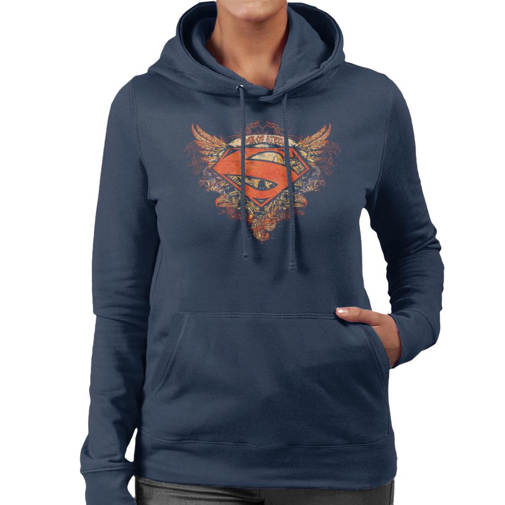 Superman Wings Tattoo Man Of Steel Women's Hooded Sweatshirt-ALL + EVERY