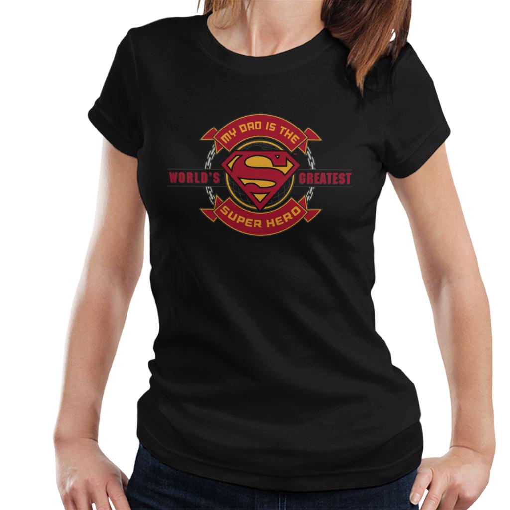 Superman My Dad Is The Super Hero Fathers Day Women's T-Shirt-ALL + EVERY