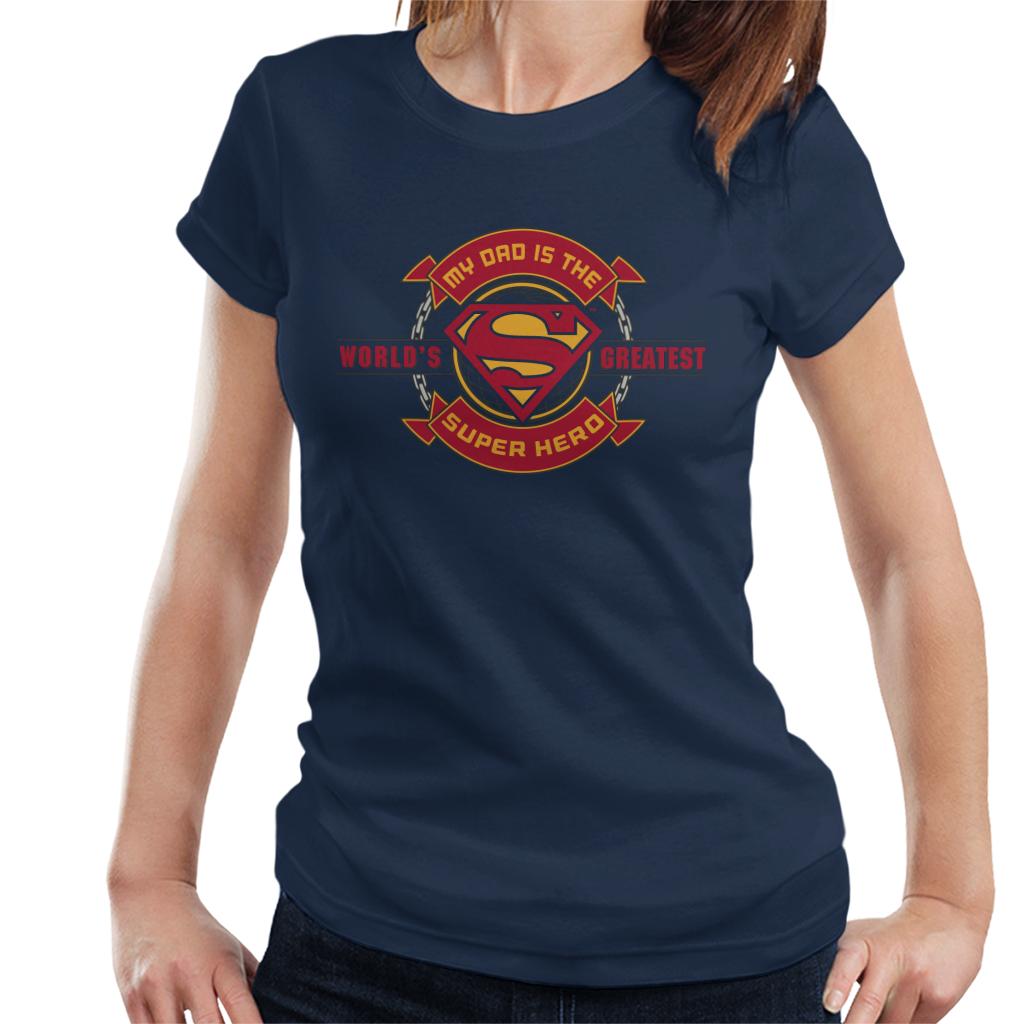 Superman My Dad Is The Super Hero Fathers Day Women's T-Shirt-ALL + EVERY