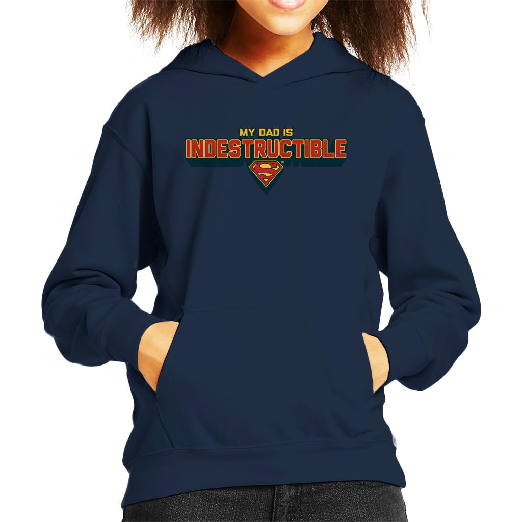 Superman My Dad Is Indestructible Fathers Day Kid's Hooded Sweatshirt-ALL + EVERY