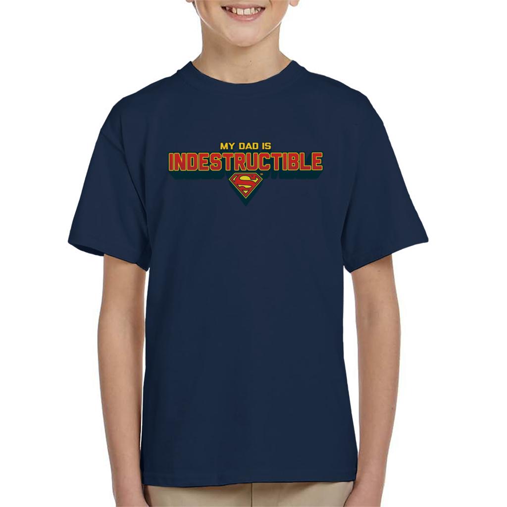 Superman My Dad Is Indestructible Fathers Day Kid's T-Shirt-ALL + EVERY