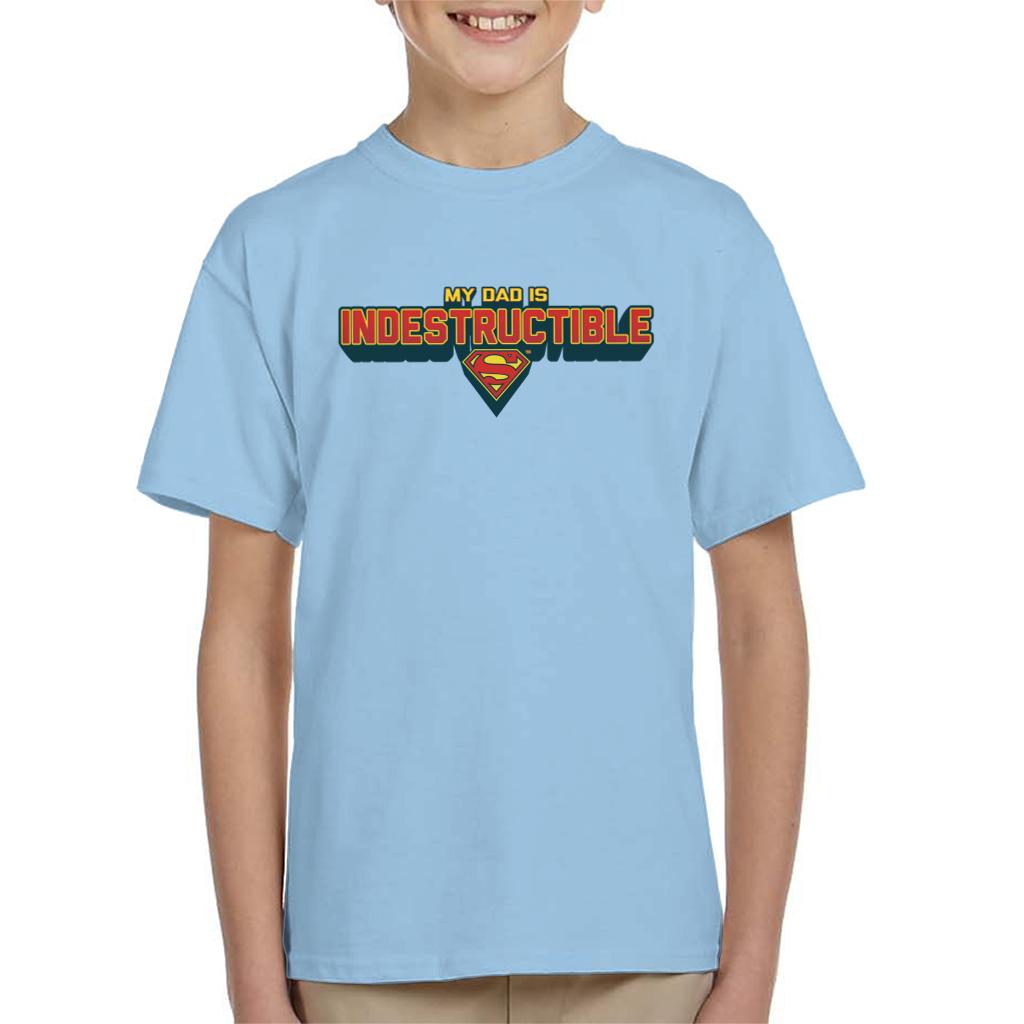 Superman My Dad Is Indestructible Fathers Day Kid's T-Shirt-ALL + EVERY