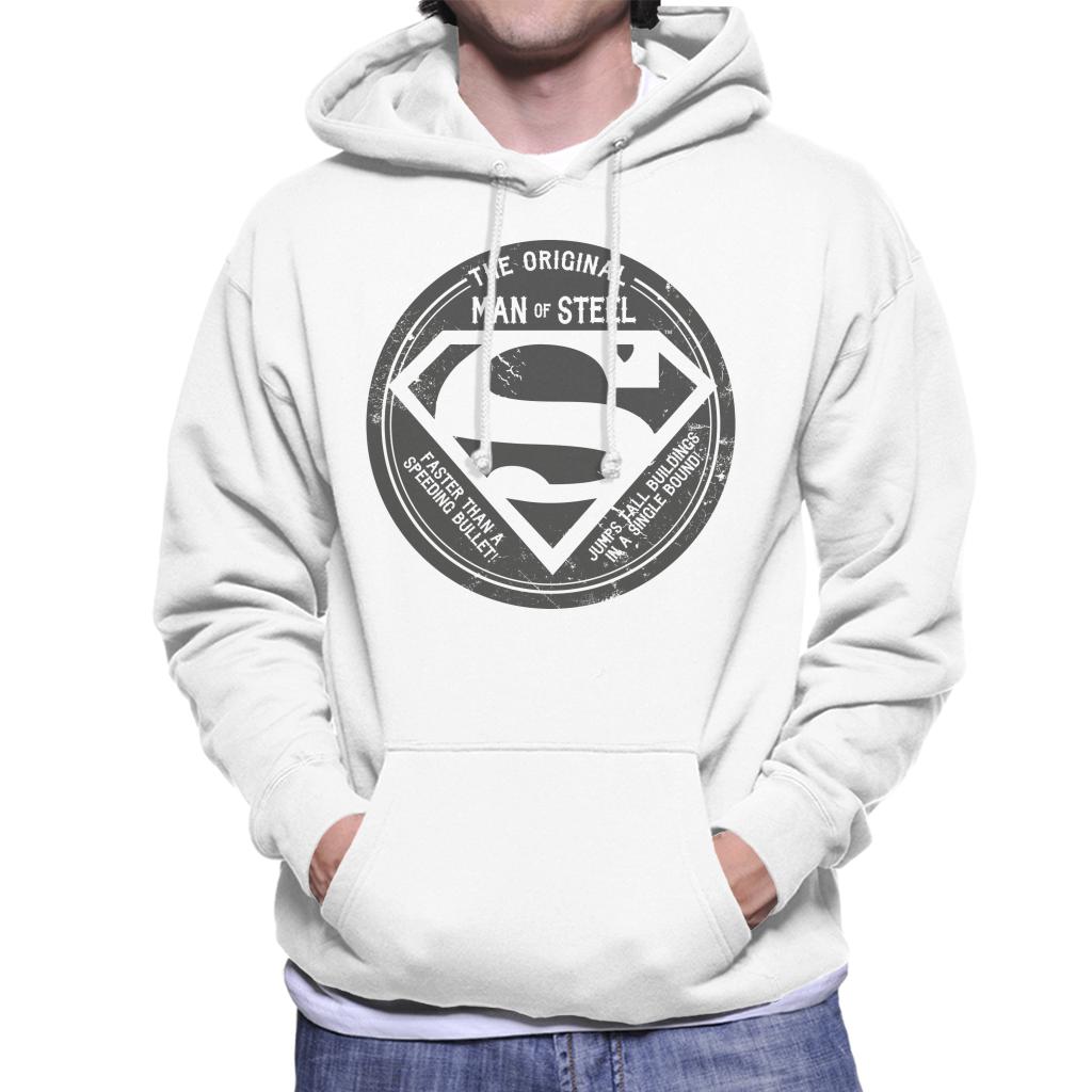 Superman The Original Man Of Steel Retro Men's Hooded Sweatshirt-ALL + EVERY