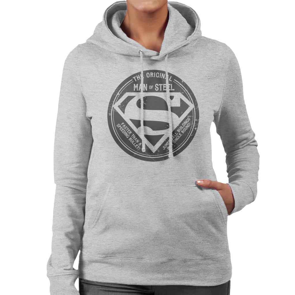 Superman The Original Man Of Steel Retro Women's Hooded Sweatshirt-ALL + EVERY