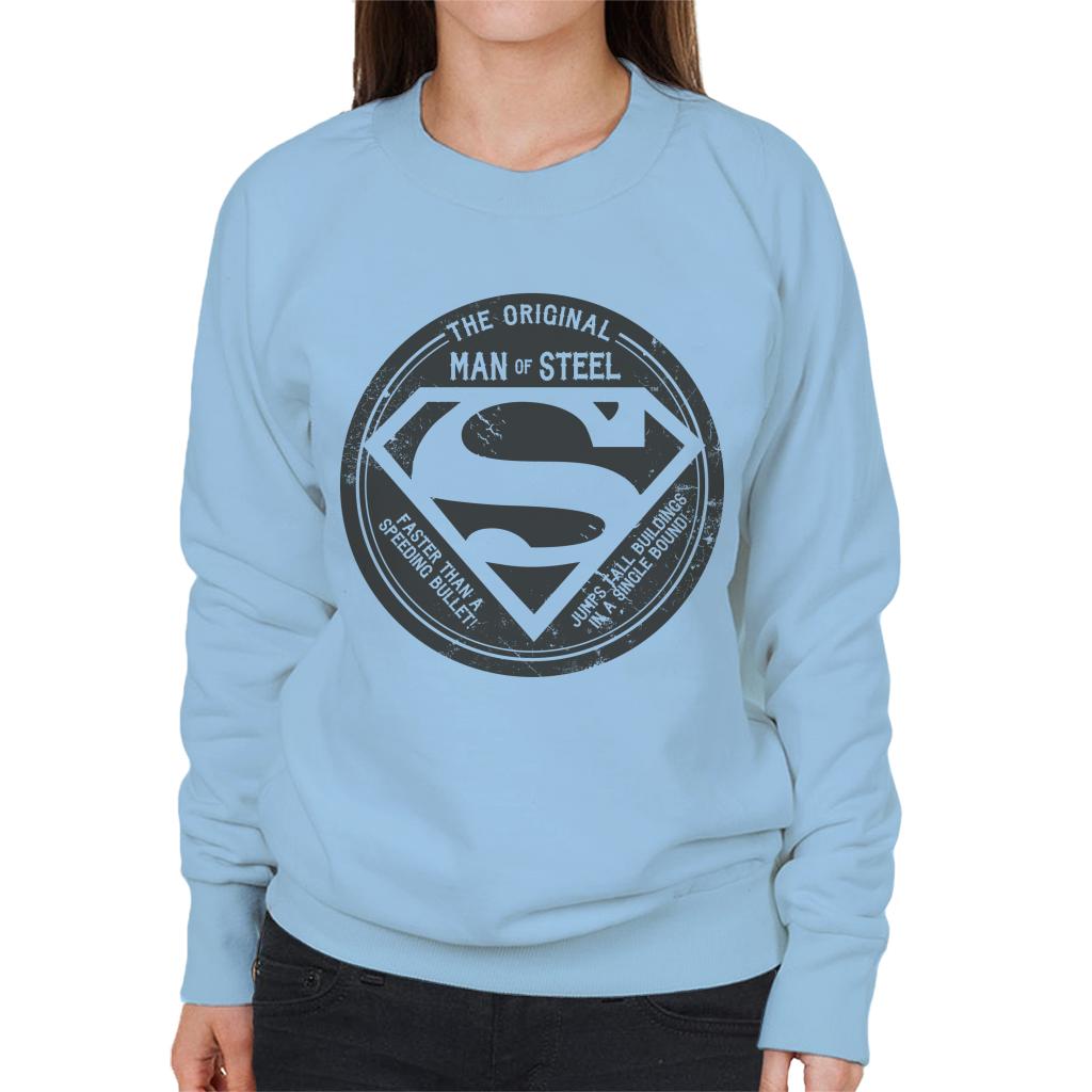 Superman The Original Man Of Steel Retro Women's Sweatshirt-ALL + EVERY