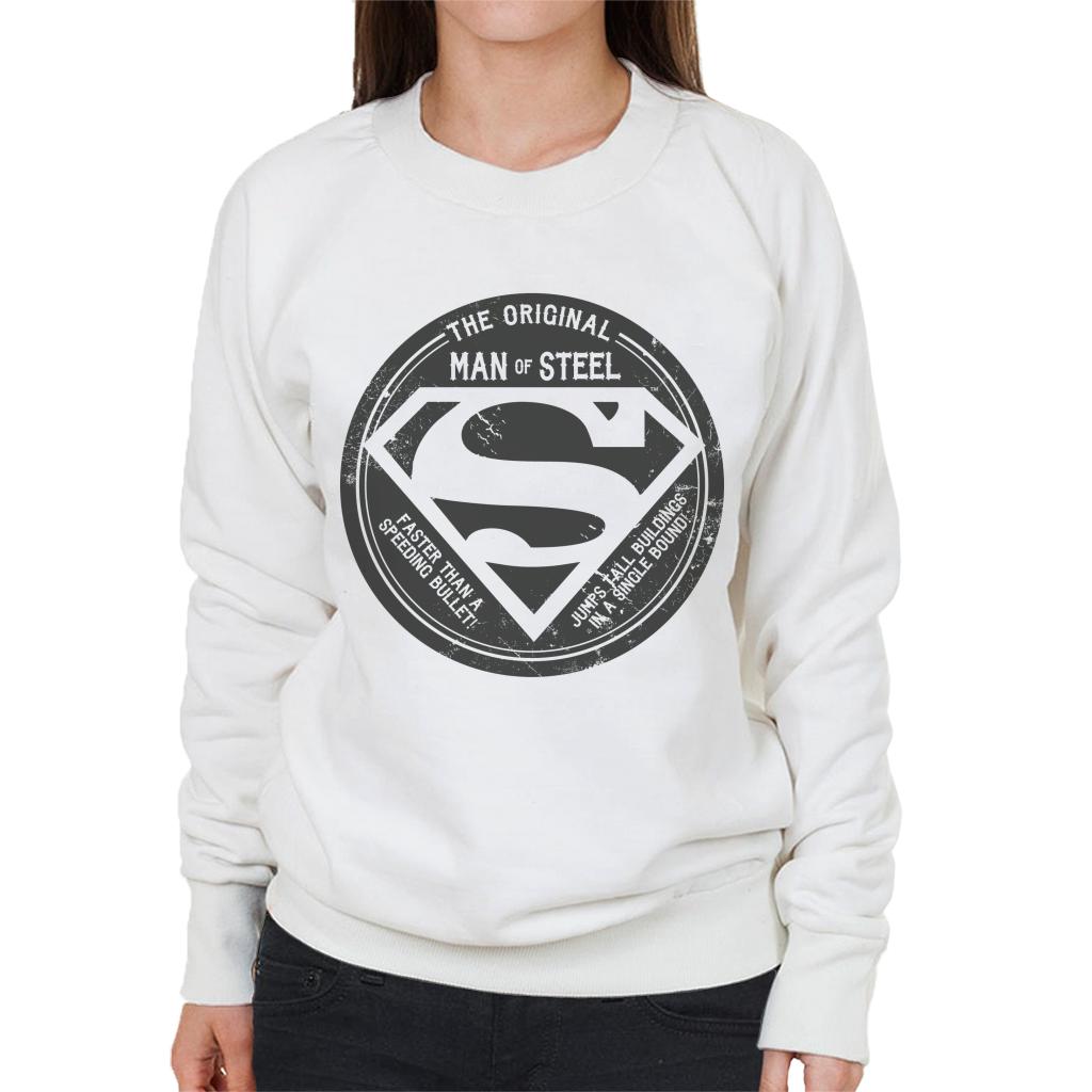 Superman The Original Man Of Steel Retro Women's Sweatshirt-ALL + EVERY