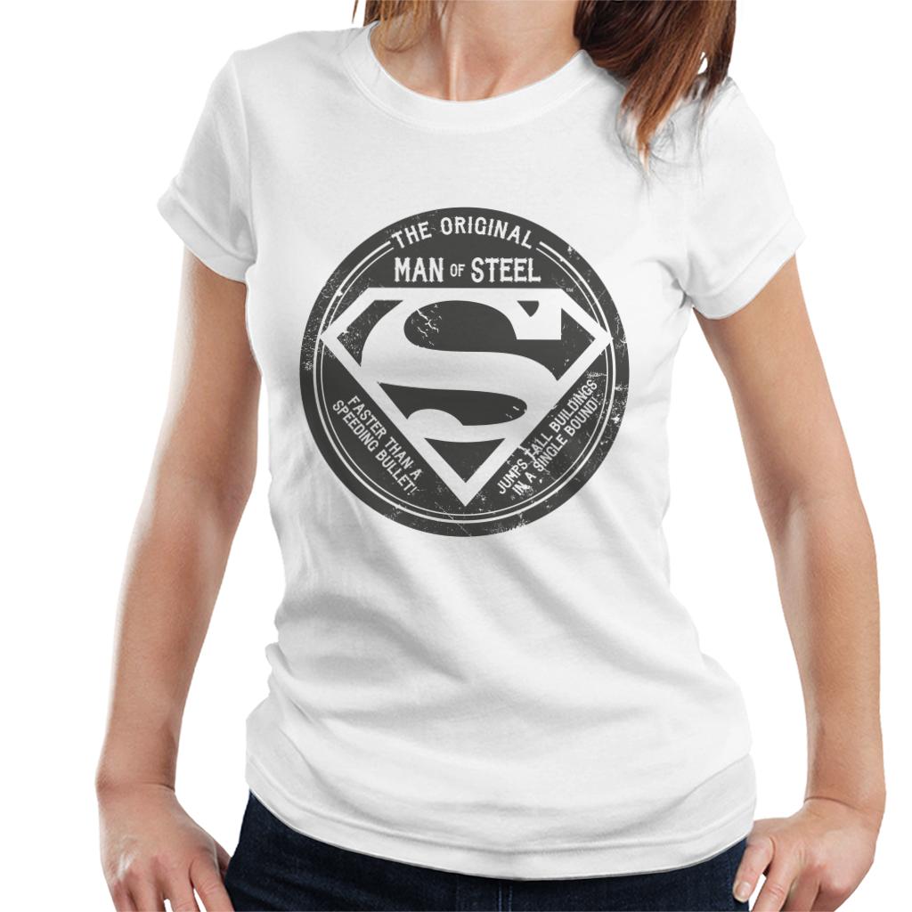 Superman The Original Man Of Steel Retro Women's T-Shirt-ALL + EVERY