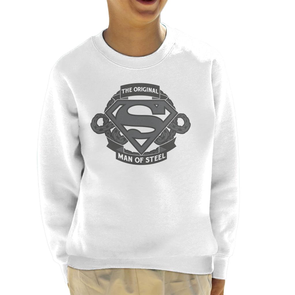 Superman Original Man Of Steel Chain Link Logo Kid's Sweatshirt-ALL + EVERY