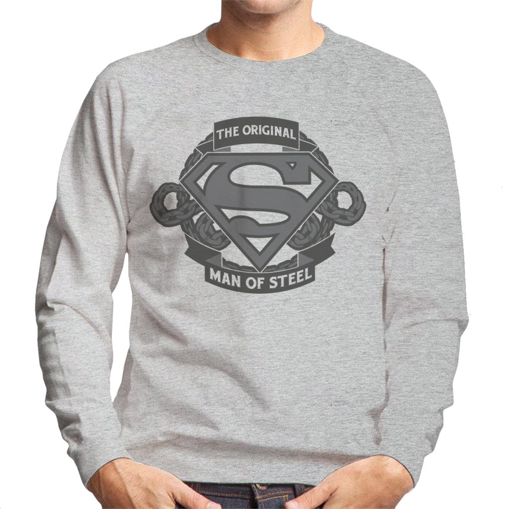 Superman Original Man Of Steel Chain Link Logo Men's Sweatshirt-ALL + EVERY